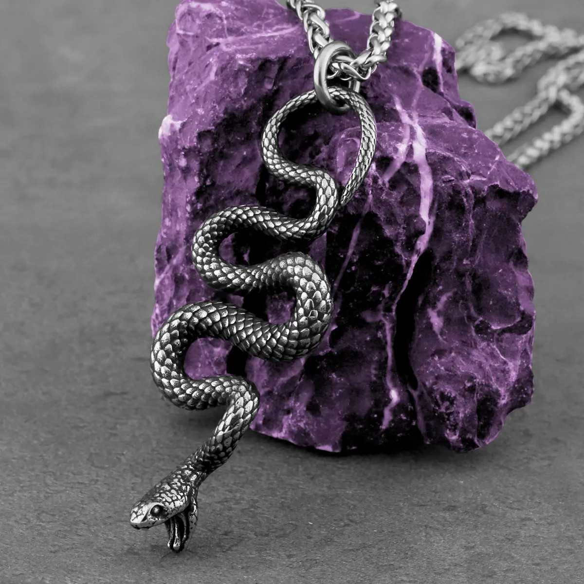 Stainless Steel Animal Snake Pendant Men Women Gothic Punk Hip Hop Handmade