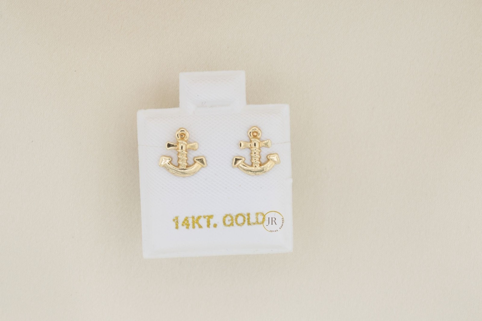 Anchor Earrings • Symbol of Stability Hope • 14K Solid Gold Studs