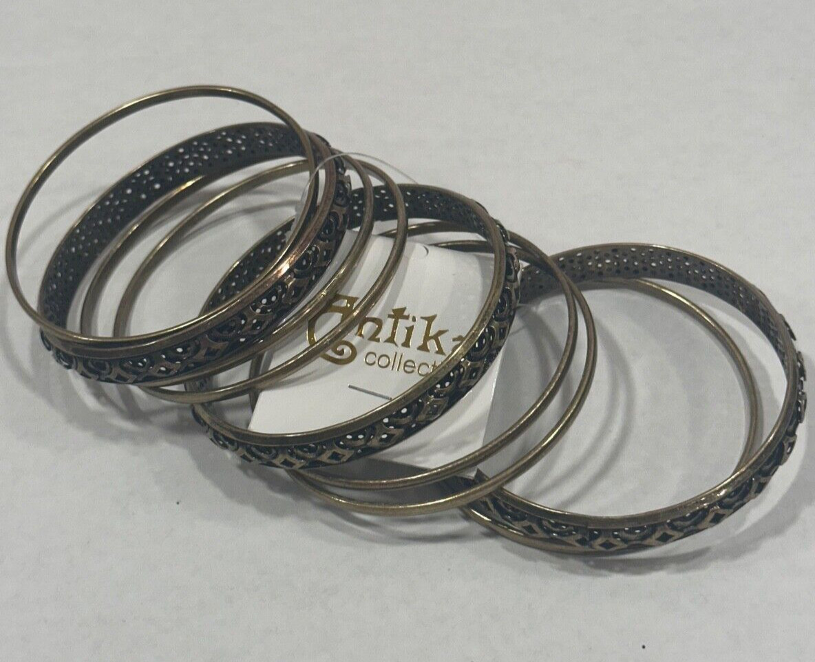 Women’s Jewelry Gold & Black Tone Bangle Bracelets From Antika Collection