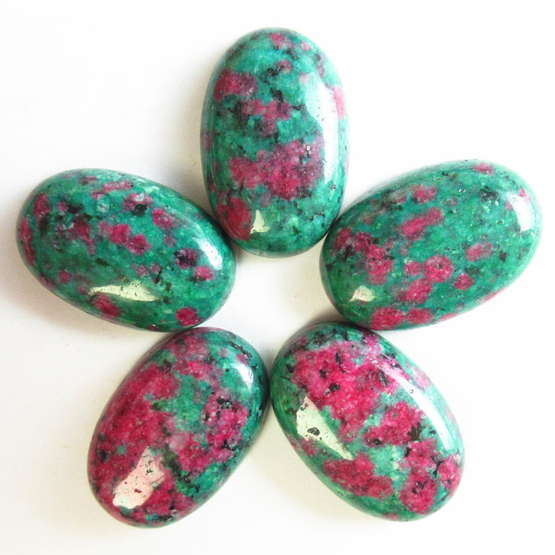 5Pcs 30x20x7mm Ruby In Fuchsite Oval Cab Cabochon B67761