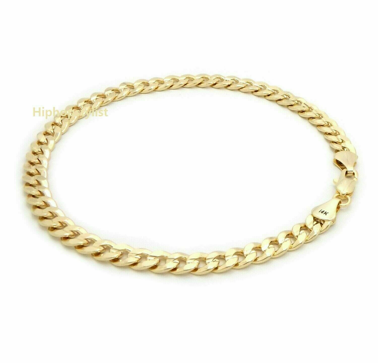 10″ CONCAVE CUBAN LINK CHAIN QUALITY ANKLET BRACELET 14K ITALY GOLD PLATED