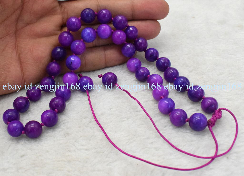 6/8/10/12mm Natural Purple Sugilite Round Gemstone Beads Adjustable Necklace 18″