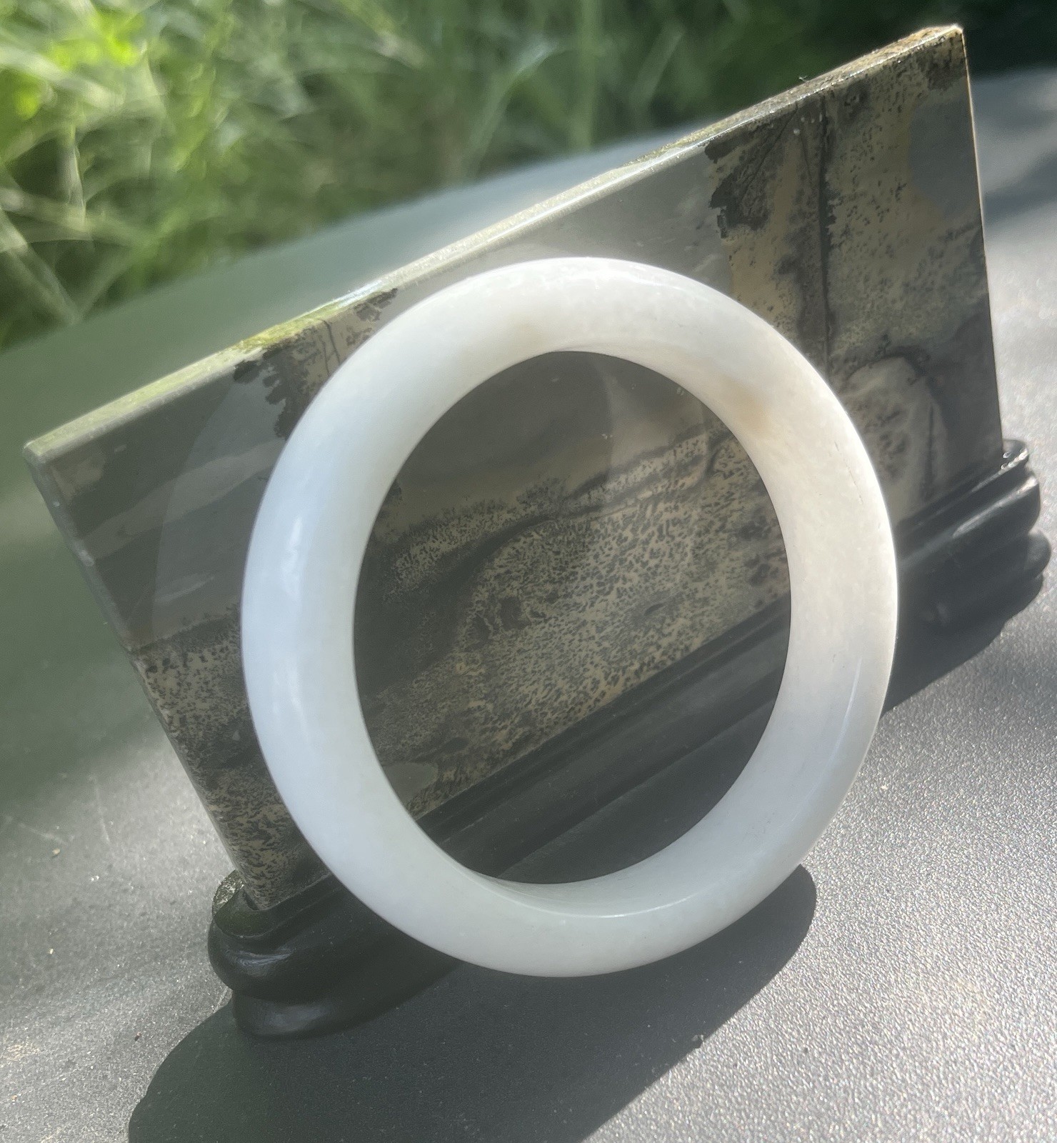 7-1/4″ White Jade Bangle Bracelet 57mm 60grams 2ounces 15x13mm