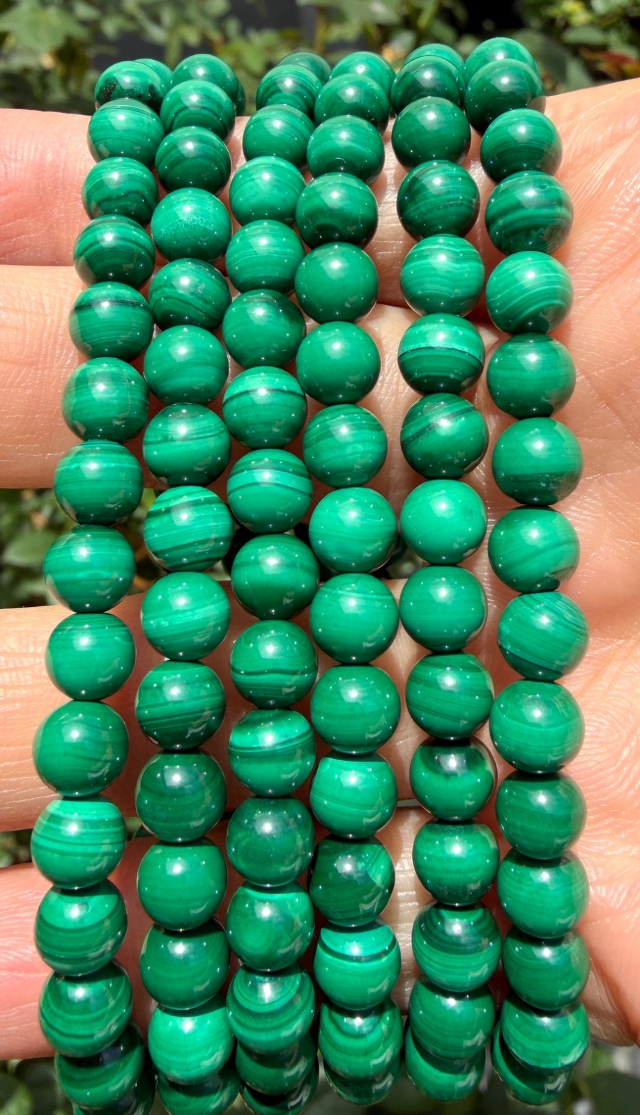 Wholesale 6 Pcs Natural Malachite 6mm 7.5” Crystal Healing Stretch Bracelet