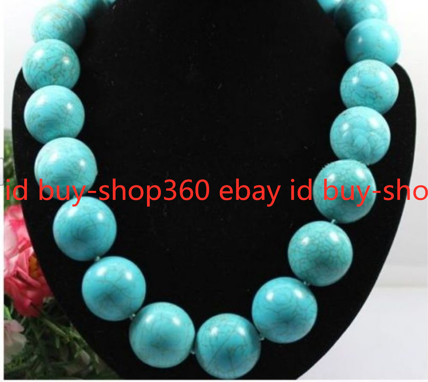 New 10mm Round Turquoise Stone Gemstone Necklace Woman 45cm/18inch