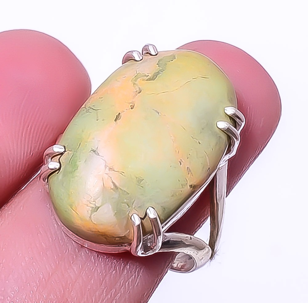Turquoise – Tibetan Gemstone Silver Handmade Jewelry Ring s.9 W3163