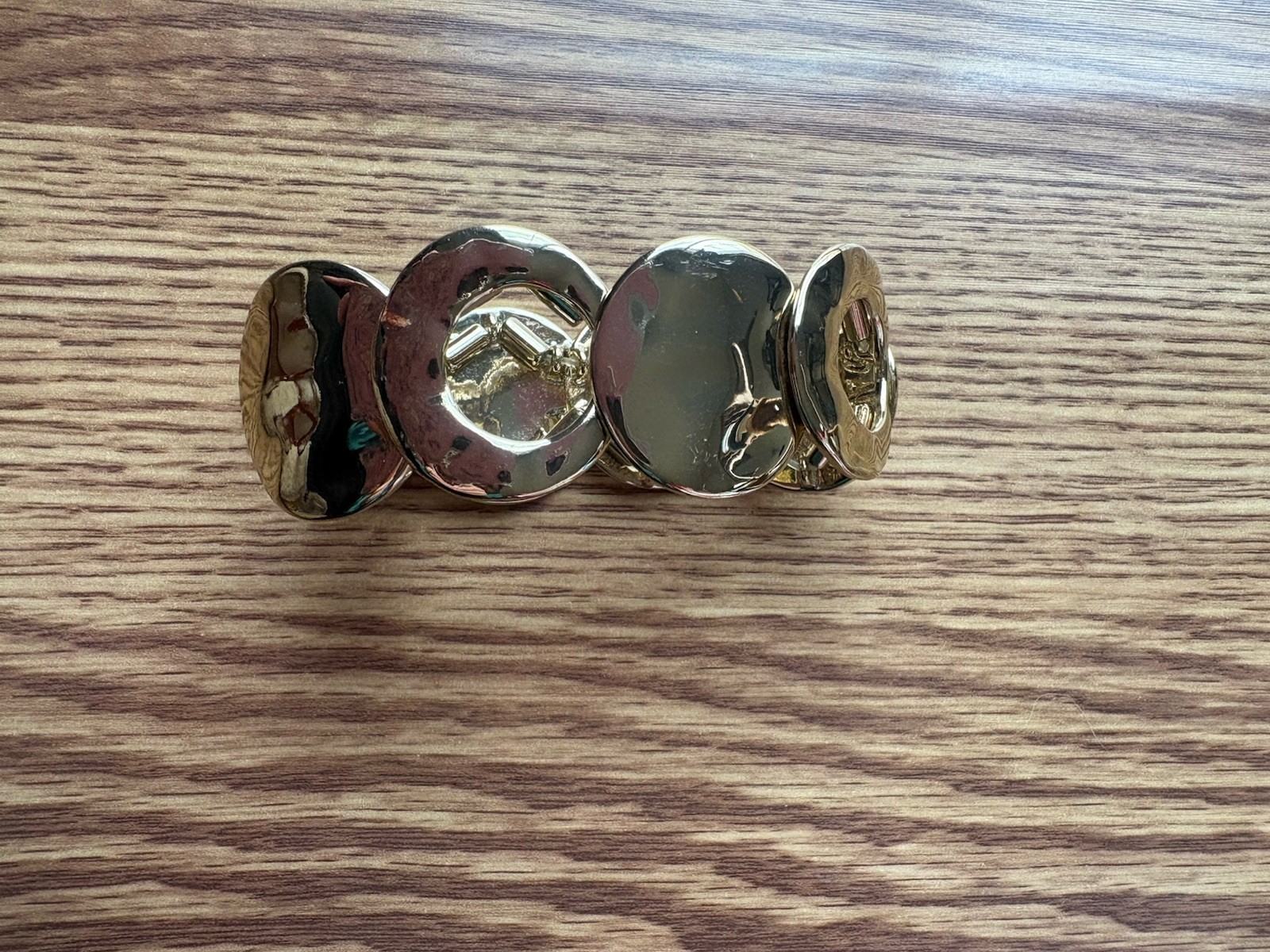 Chicos Gold Tone Round Medallion Stretch Pull On Bracelet NWOT