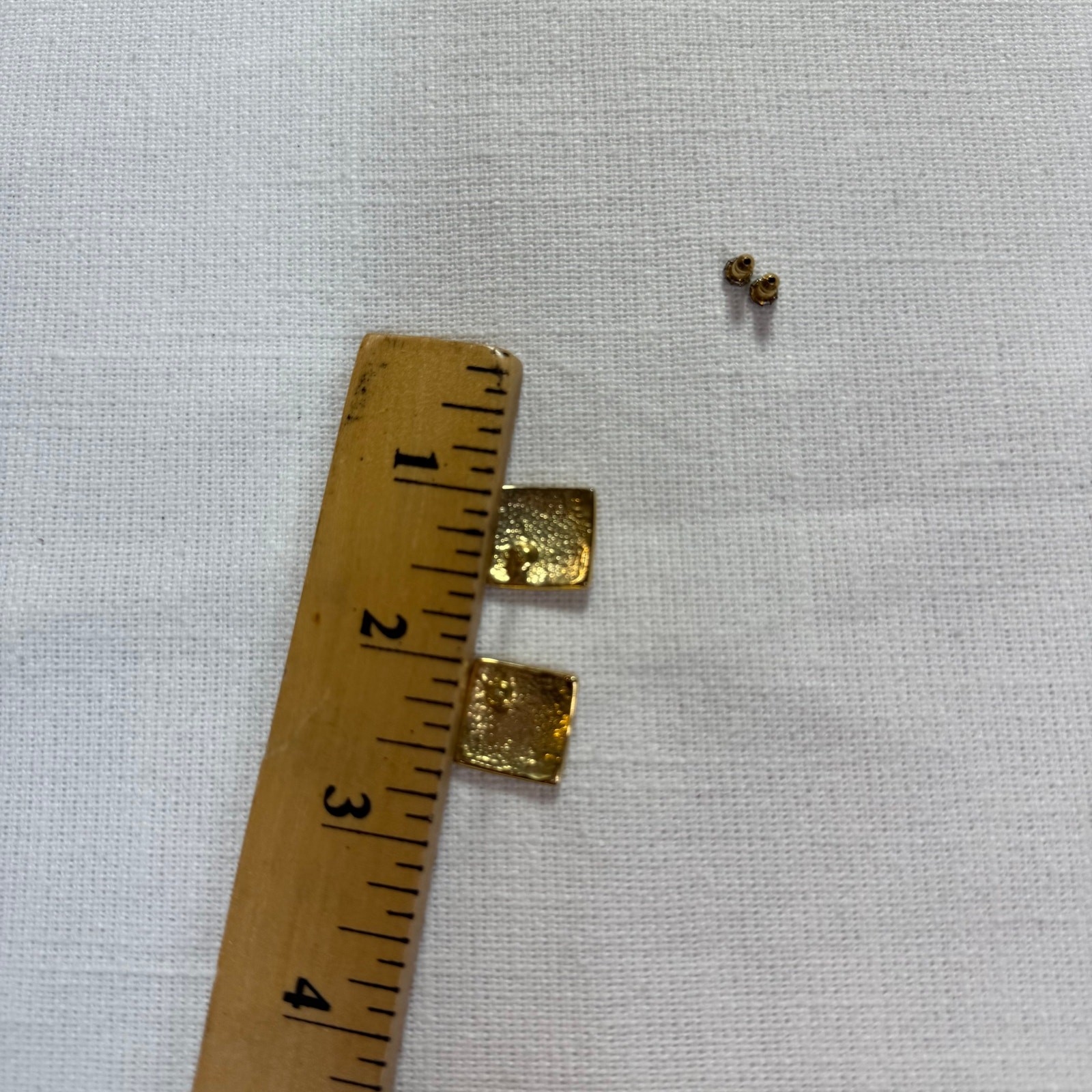 Vintage Red Enamel Square Earrings | Gold Tone Studs | No Maker Mark