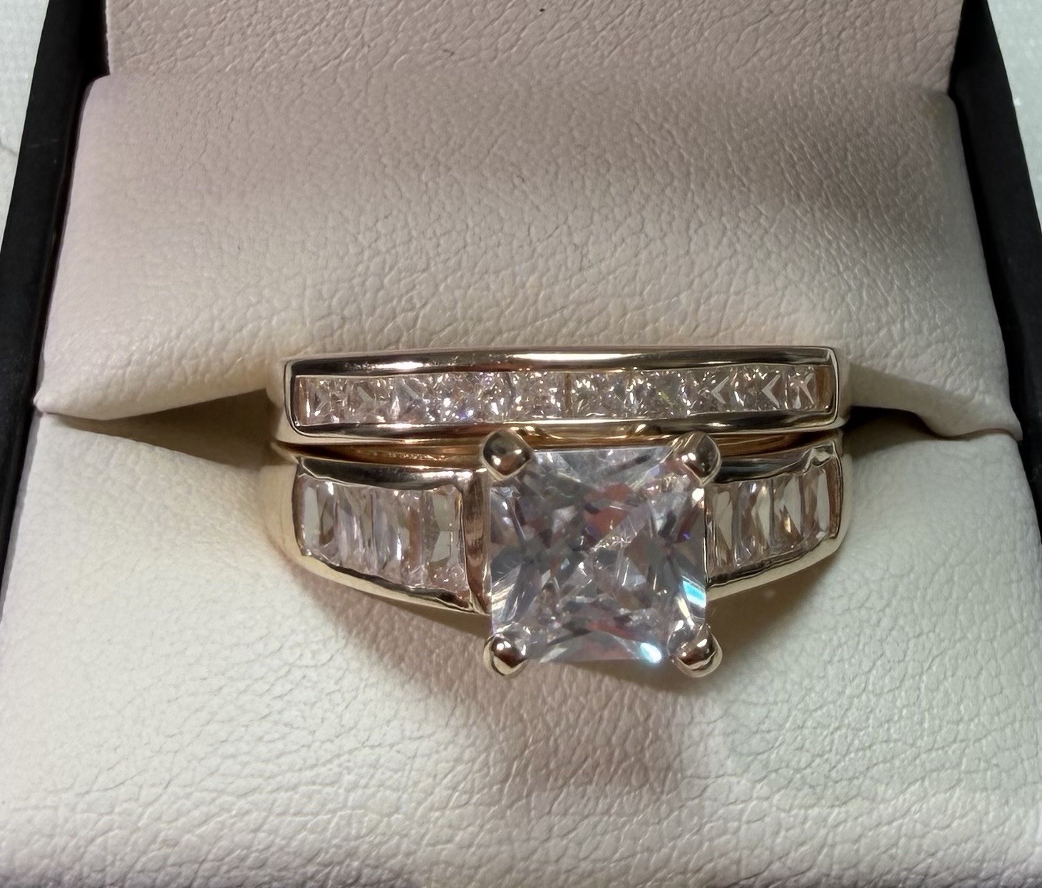 Gold Plated Silver 925 Cubic Zirconia Bridal Set Ring Size S