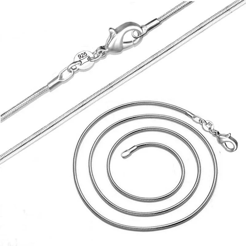 Wholesale 925 Solid Sterling Silver Snake Chain Necklace 1MM 16-30 Inch