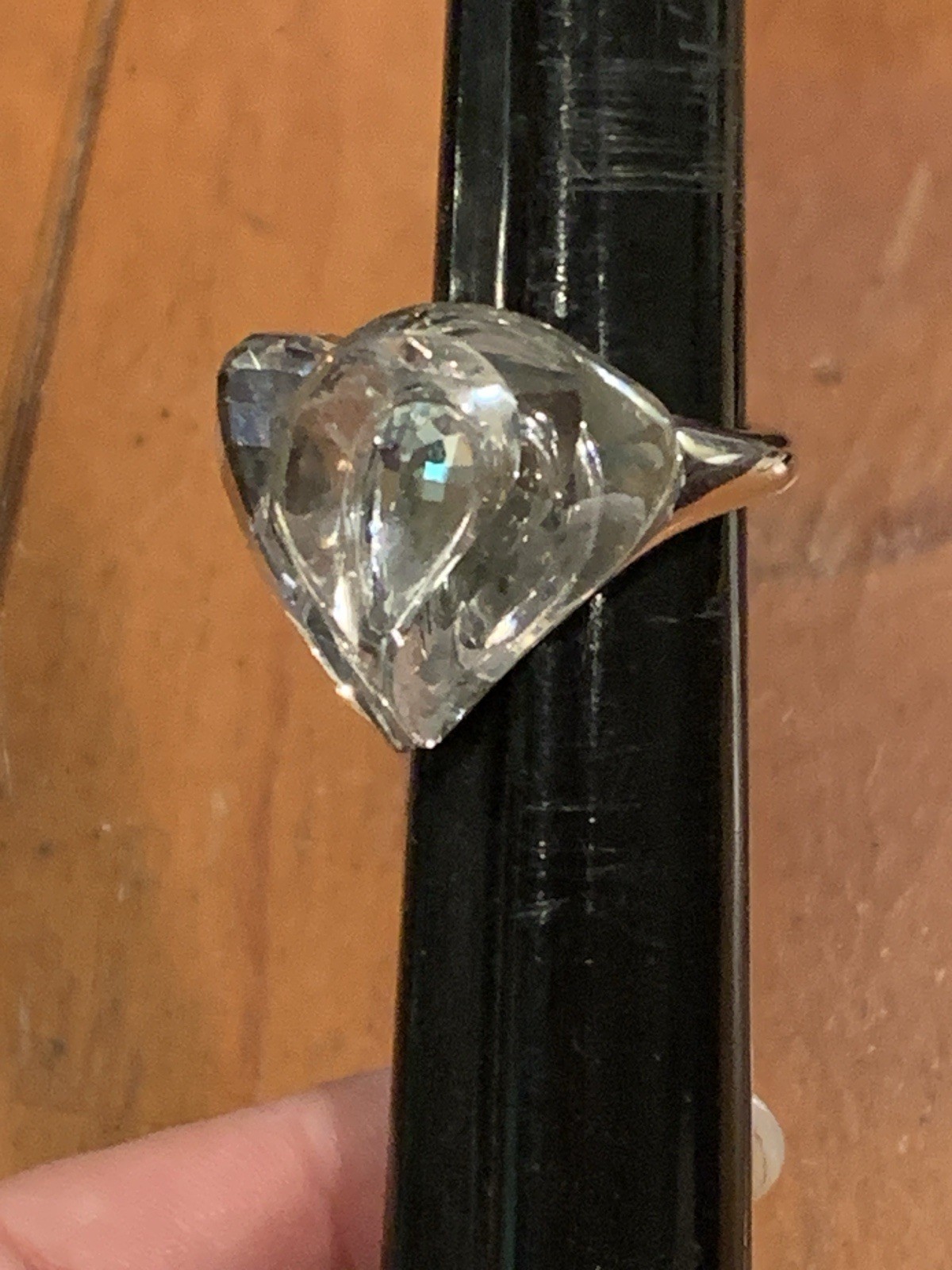 RARE Swarovski Swan Signed Crystal Large Heart Cocktail Ring Size 8.75 STUNNING