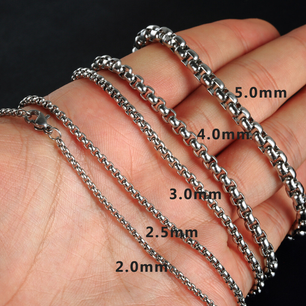 5/10/20pcs Wholesale 2/3/4/5mm 316L Stainless Steel Silver Rolo Chain Necklace