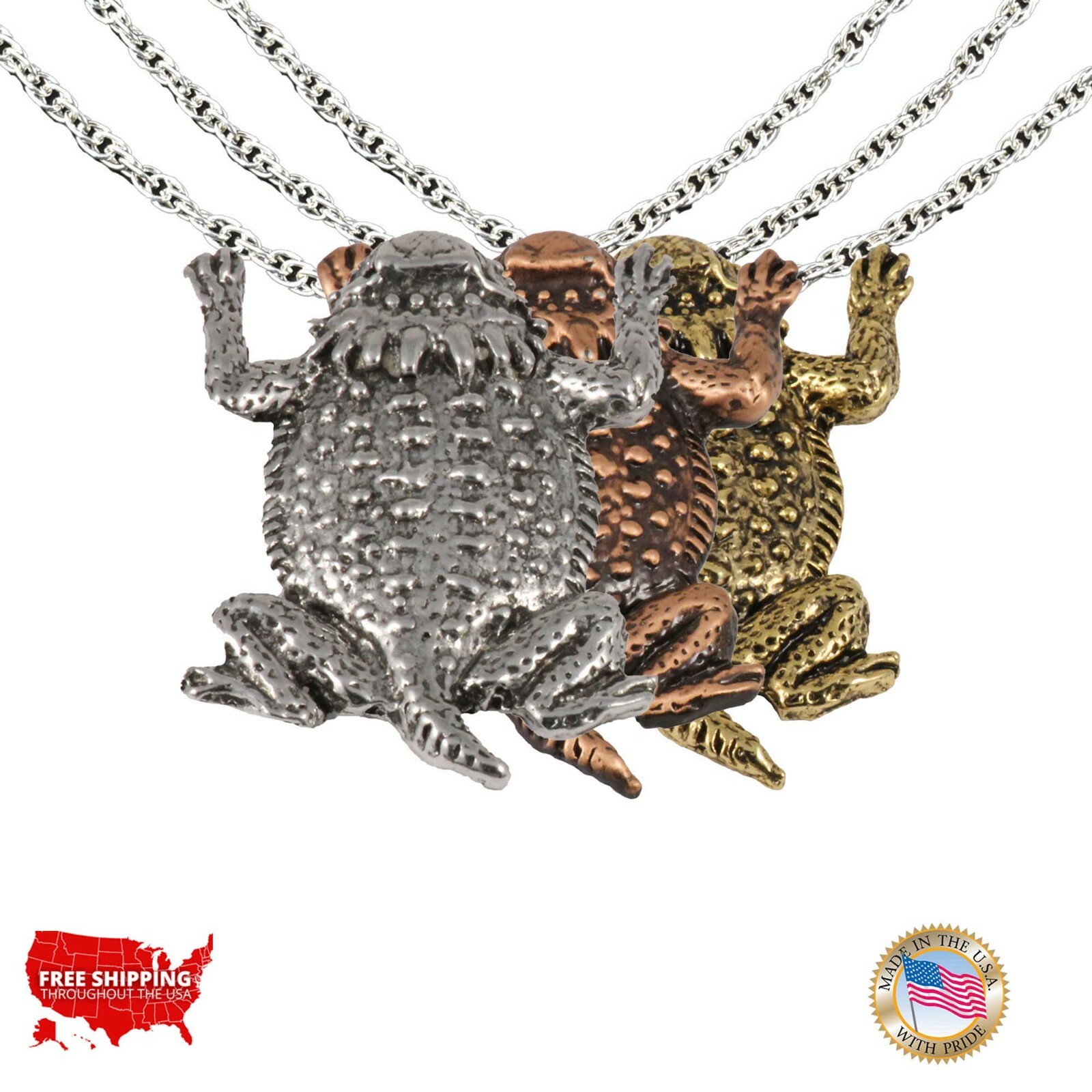 Creative Pewter Designs Horny Toad, Short Horned Lizard Reptile Necklace A061PEN