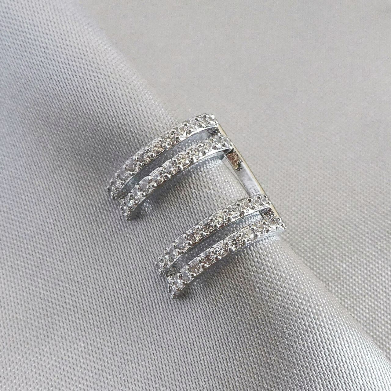 Shiny Silver Tone Tiny CZ Pave U Shape Ear Cuff Non Piercing Earrings PAIR Chic