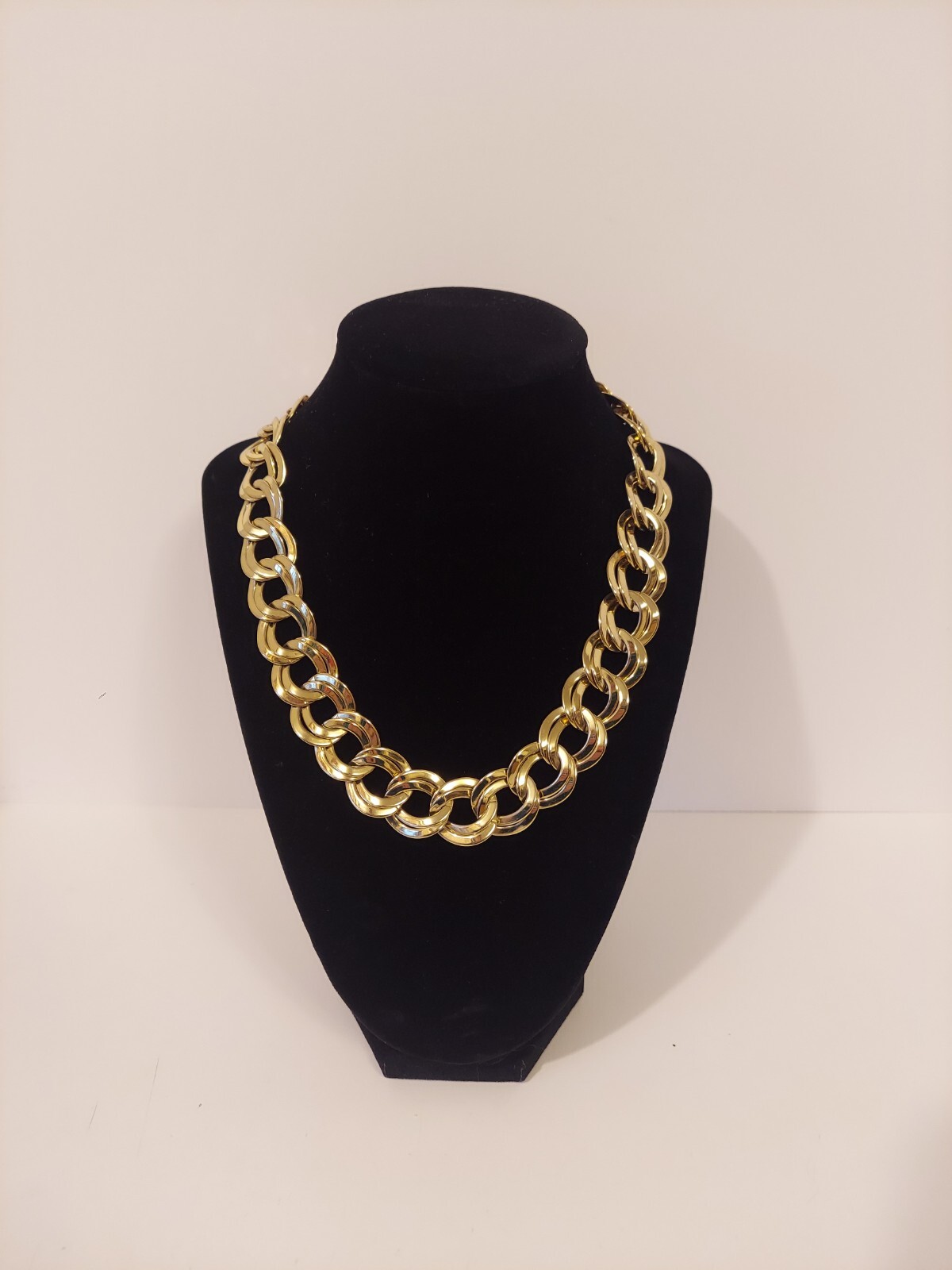 Goldtone Double Link Curb Chain Necklace 18 Inches
