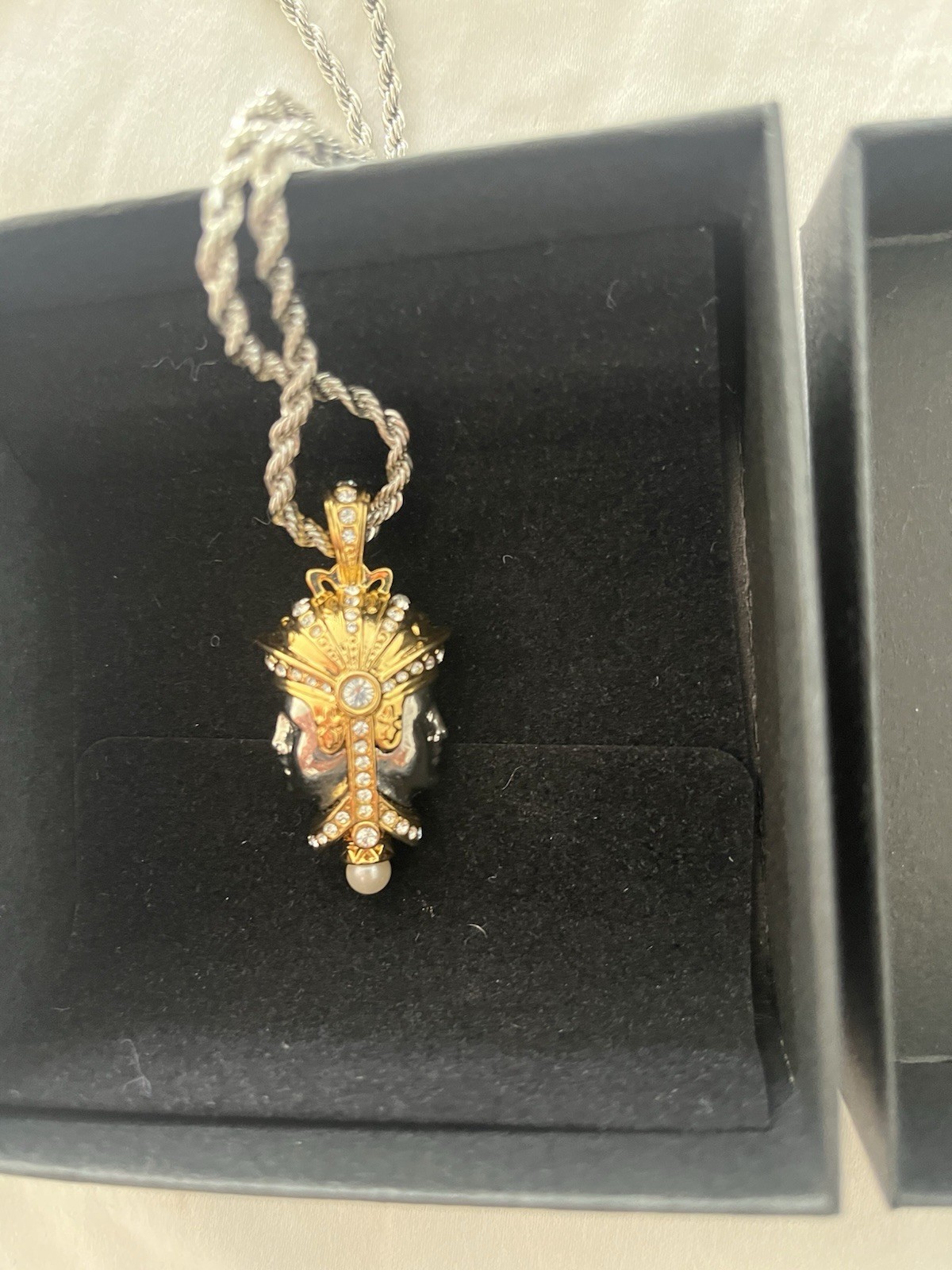 Rare Edgar Berebi ‘Janus’ Two Faced Roman God Pendant Necklace with Box Vintage