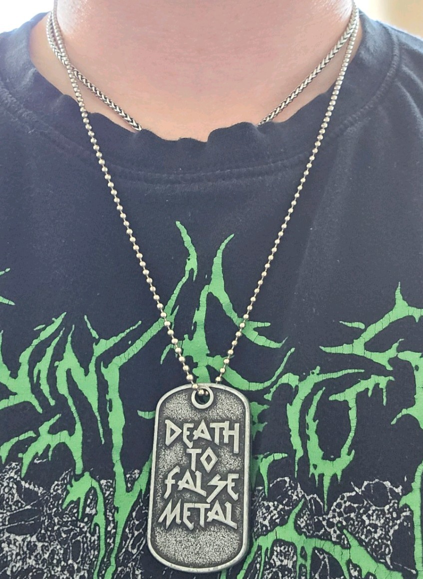 Death To False Metal Military Dog Tag Death Metal, Black Metal Attire