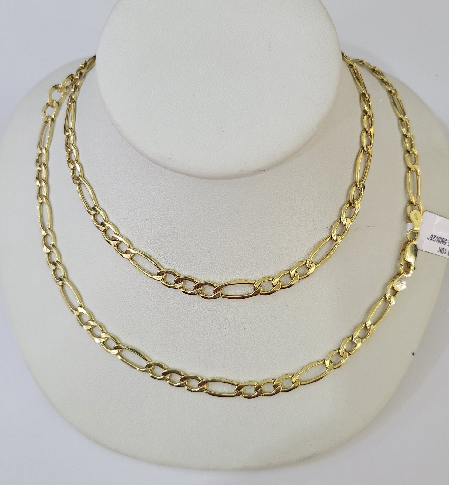 Real 10k Yellow Gold Chain Figaro Link Necklace 4mm Men Women 10kt
