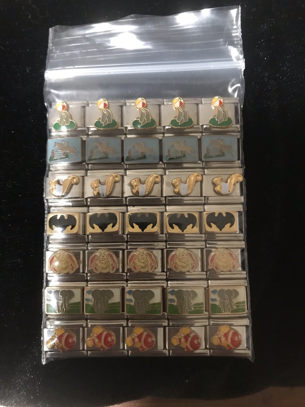 Italian charms mixed wholesale lot 35 pieces enamel Laser links 9mm K0018 Animal