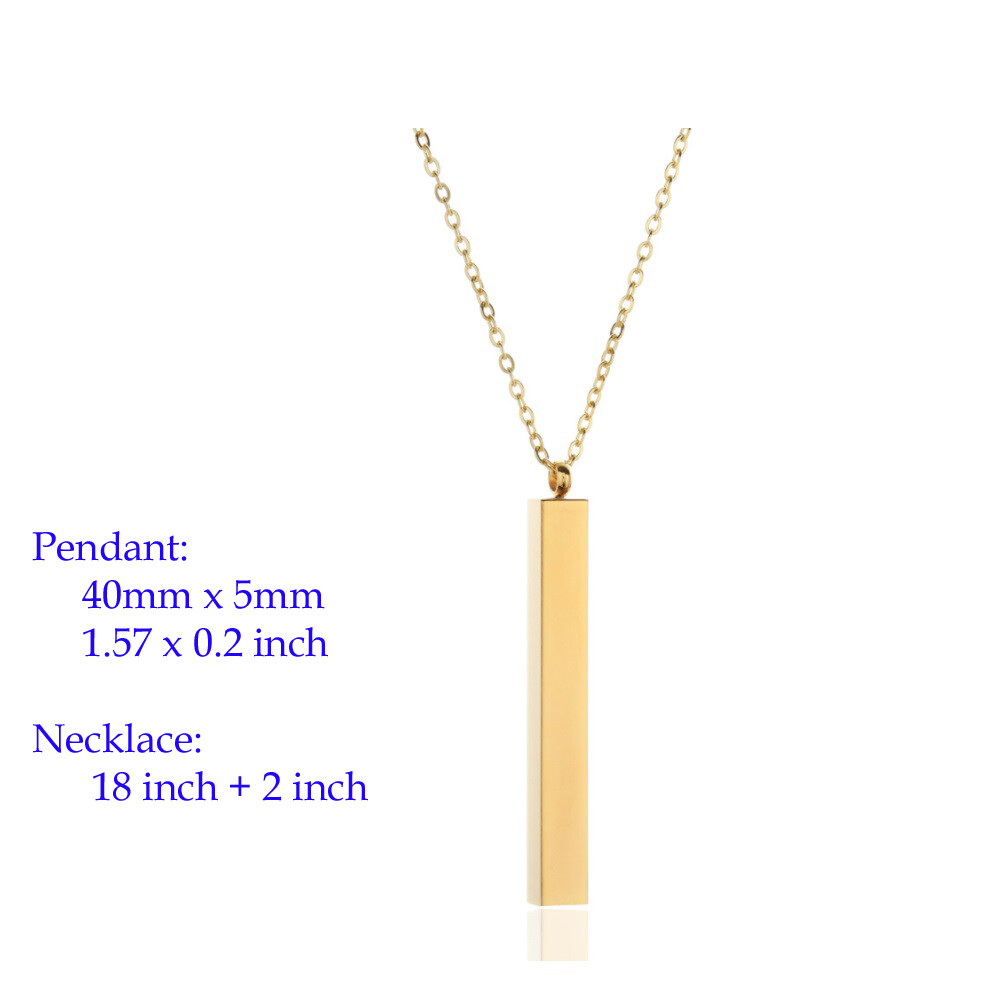 18K Yellow Gold Filled 40mm Vertical Bar Pendant Necklace, Nickel/Lead-Free G119