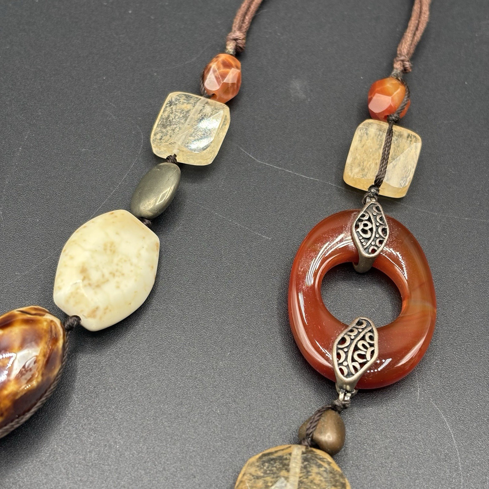 Silpada Sterling Silver Tiger Eye, Quartz & Red Agate “Heat Wave” Necklace N2419