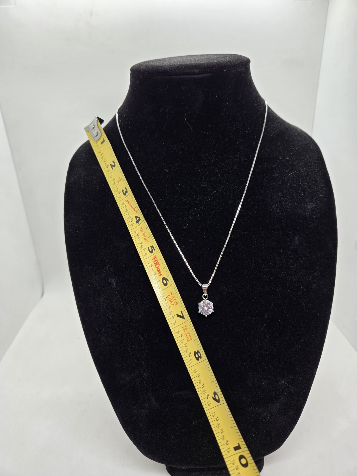 Cubic Zirconia Round Cut Necklace Six Prong Solitaire 18 inch Chain New with box