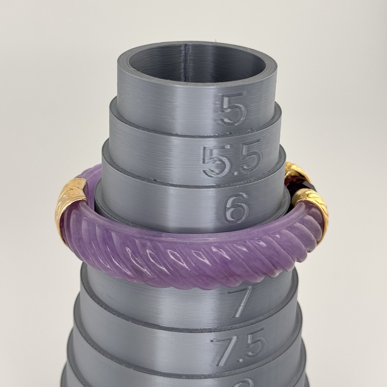 Real Carved Purple Jade Bangle with Gold Plated 925. Rare. Sold Out at $300
