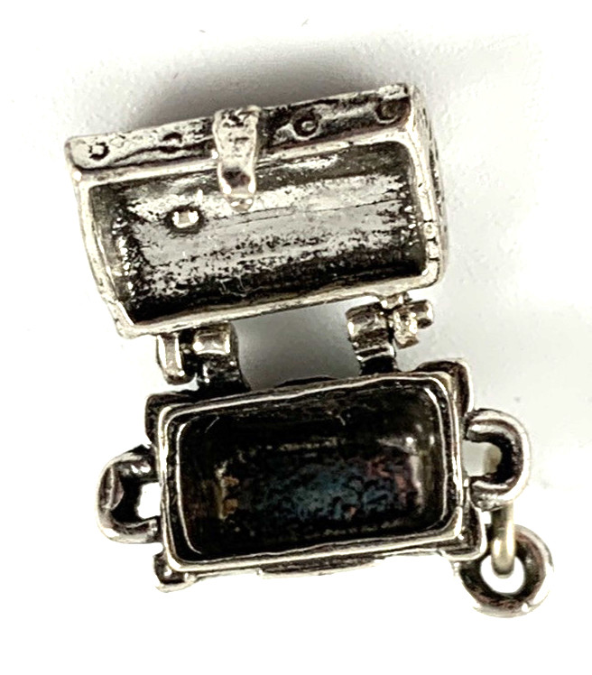 Treasure Chest Sterling Silver Charm | Opens | 1/2″ | New Old Stock | Very Nice