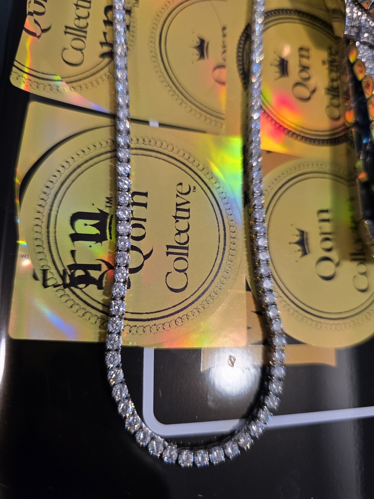Custom Iced Out Bundle – Qorn 18″ Moissanite Chain, 40mm CZ Watch & Steel Ring