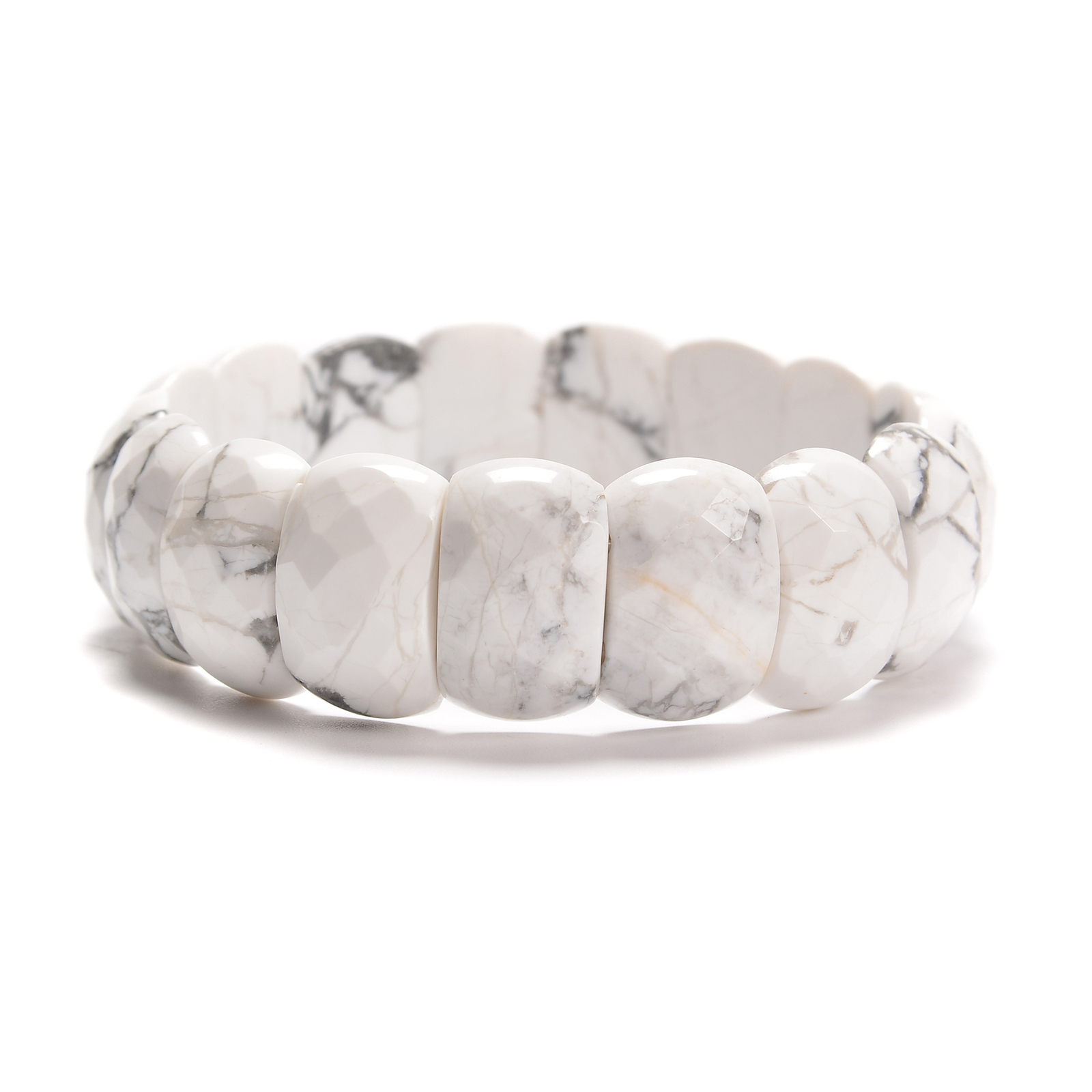 Howlite Faceted Rectangle Beaded Bracelet Beads Size 12x20mm 7.5” Length