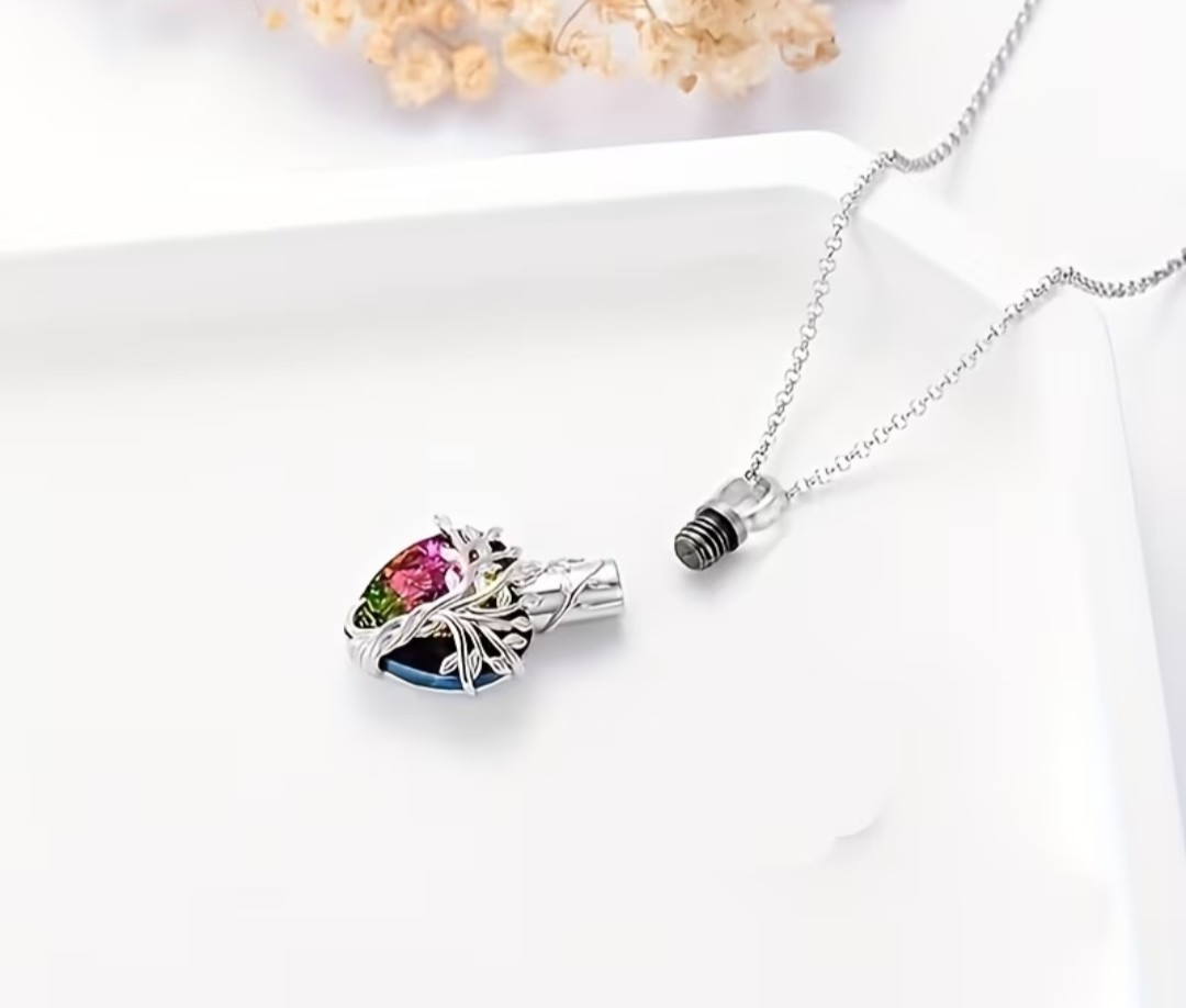 Cremation Jewelry Cylinder Urn Tree of Life Stainless Necklace Pendant for Ashes