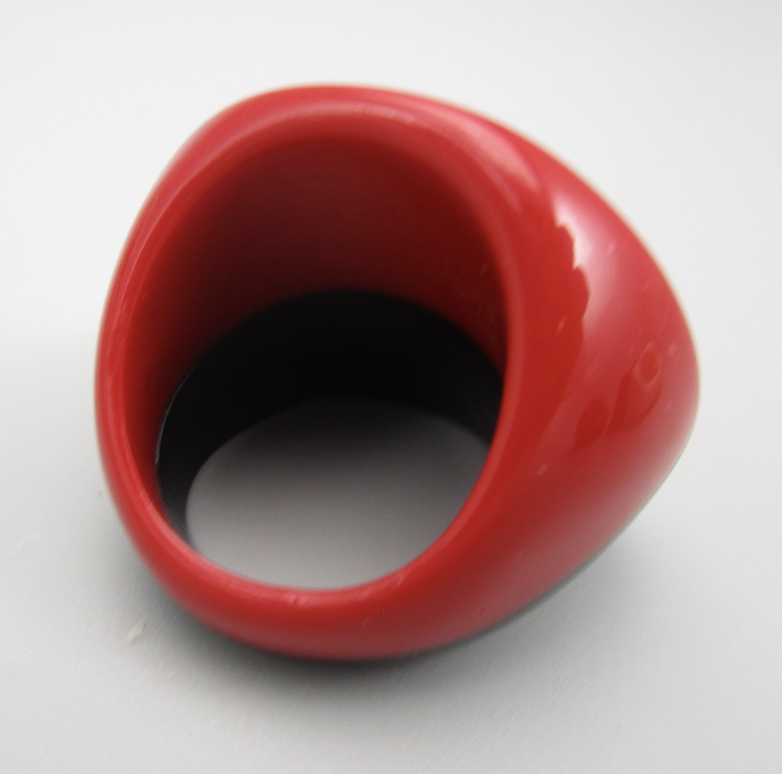 BOLD MARION GODART BLACK & RED STATEMENT RING – FRANCE – SZ 10