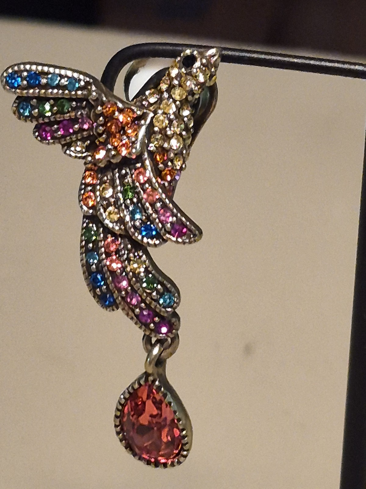 Heidi Daus Multicolor Swarovski Crystal Bird Dangle Earrings