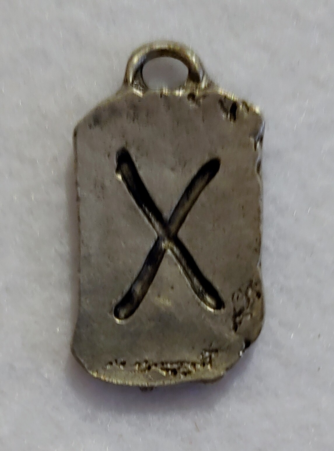 Pewter RUNE ( LOVE ) DOG TAG PENDANT ( 5/8 in x 1 1/8 in )