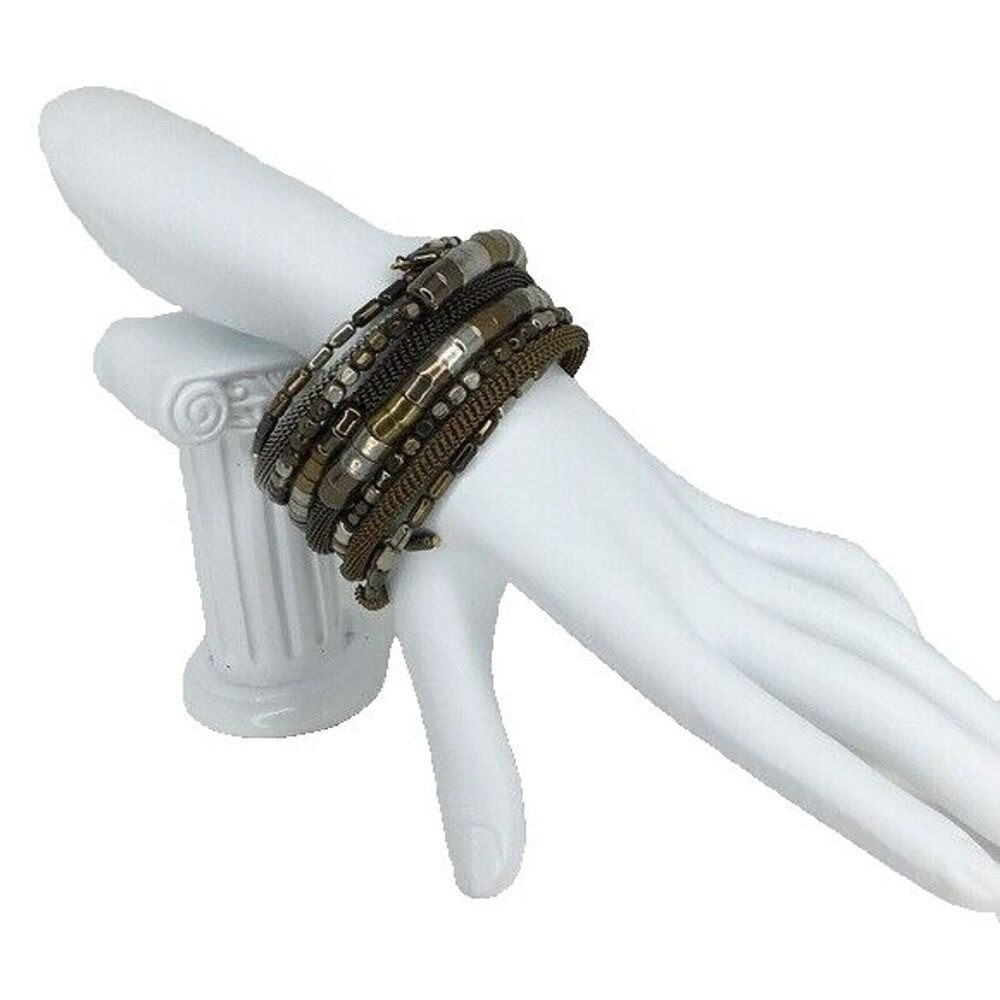 Wrap Coil Bracelet Chunky Bold Boho Cowgirl Tri Colored Mixed Metal Retro Y2K