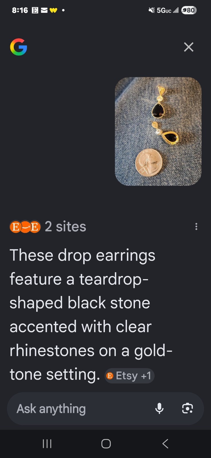 1928 JEWELRY COMPANY DROP EARRINGS..READ