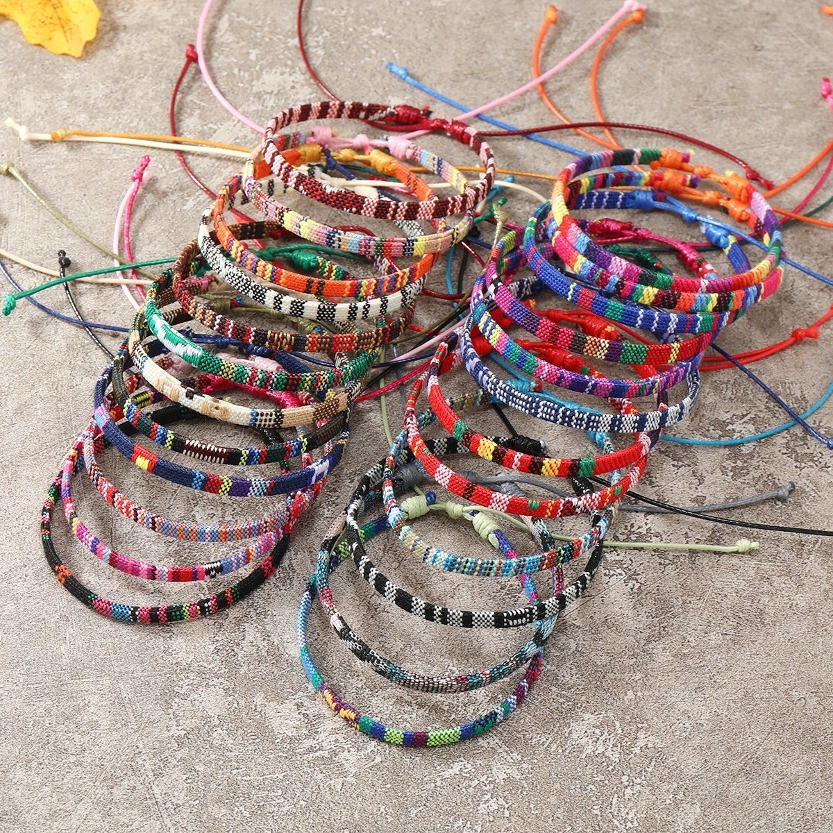 24pcs Bohemian Woven Friendship Bracelets Set Colorful Cloth Art for Men Women