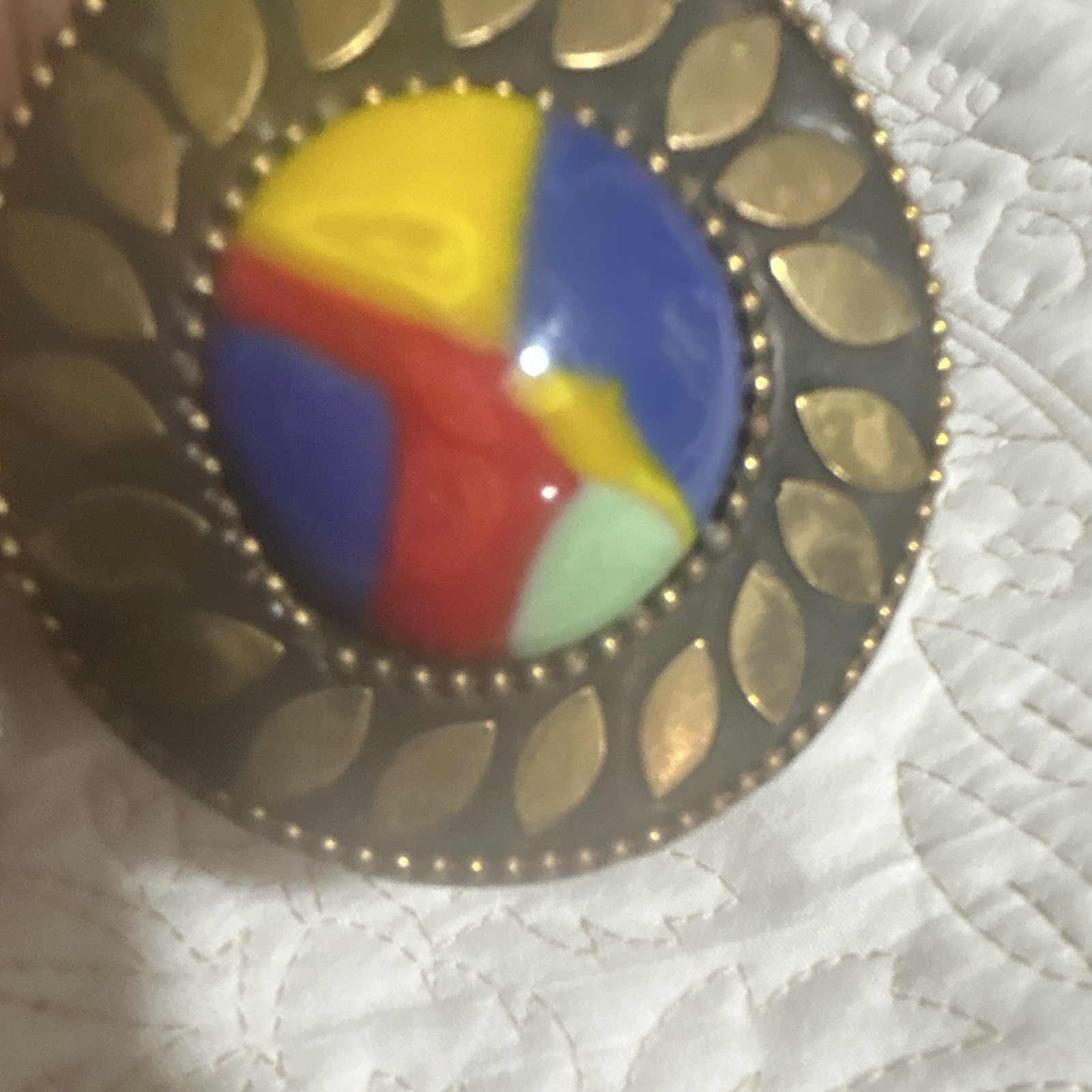 Multi-Strand Multicolor Seed Bead Statement Necklace Round Disc Pendant Boho