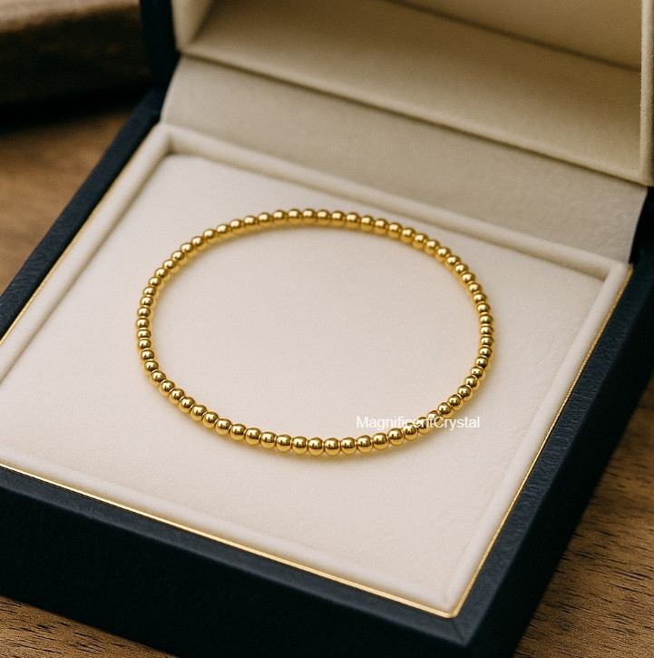 Vintage Dainty 2-3mm Gold Filled Beaded Layering Bracelet Stretchy Jewelry Gifts