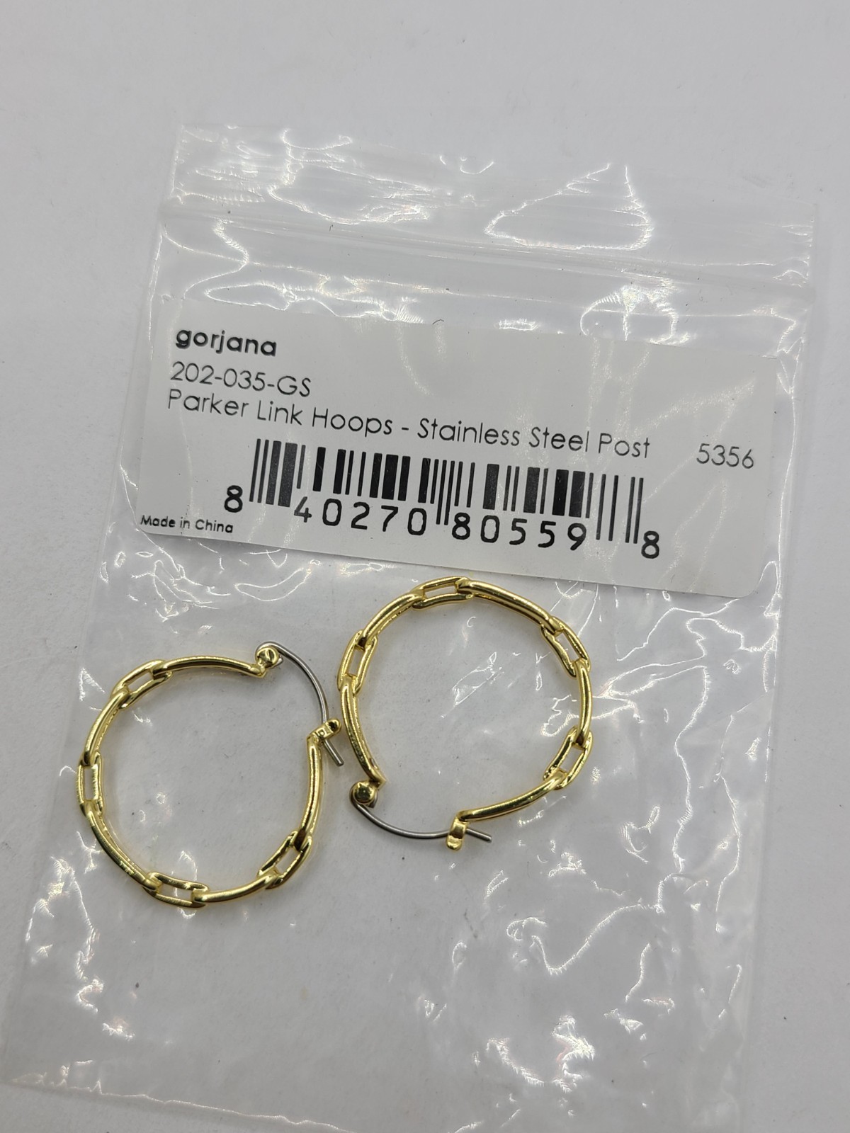 Gorjana Parker Link Hoops Stainless Steel Post 18K Gold Plated