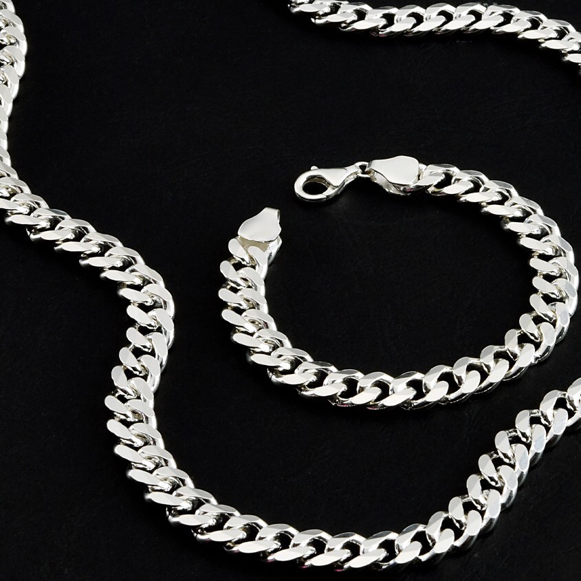 Solid Silver 925 Sterling 6′-8.5’inc Color Various Gurmet Chain Bracelet