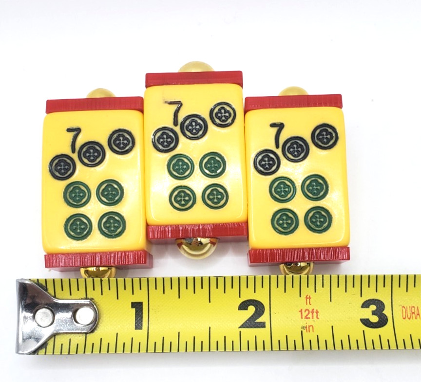 Bakelite Mahjong Three Pieces Brooch Pin Vintage Game Pieces