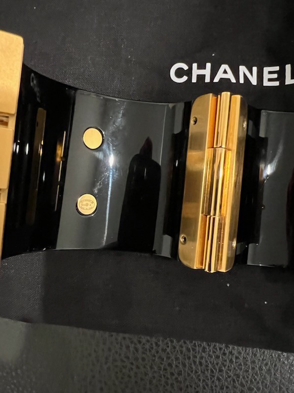 CHANEL Black Cuff Bracelet Gold Plated CHANEL PARIS 6.5″ – 7″ONLY SERIOUS BUYER