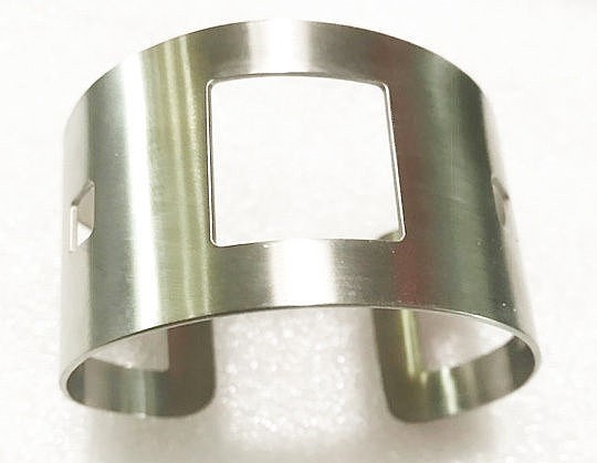 Geometric Stainless Steel Cuff Bracelet Silver Minimalist Adjustable 7″