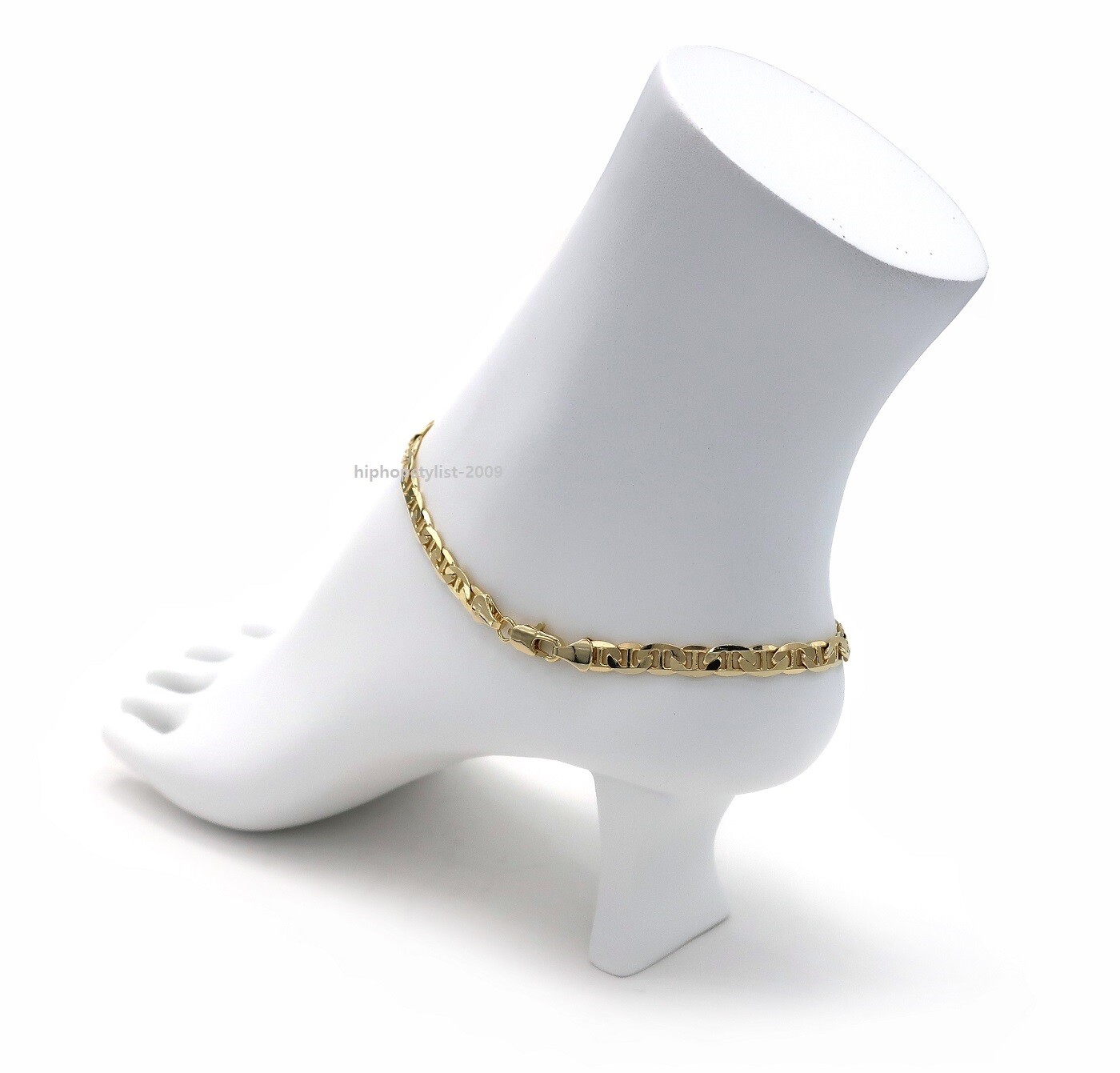 5mm Mariner Link Chain Quality 10″ Anklet Ankle Bracelet 14k Italy Gold Plated