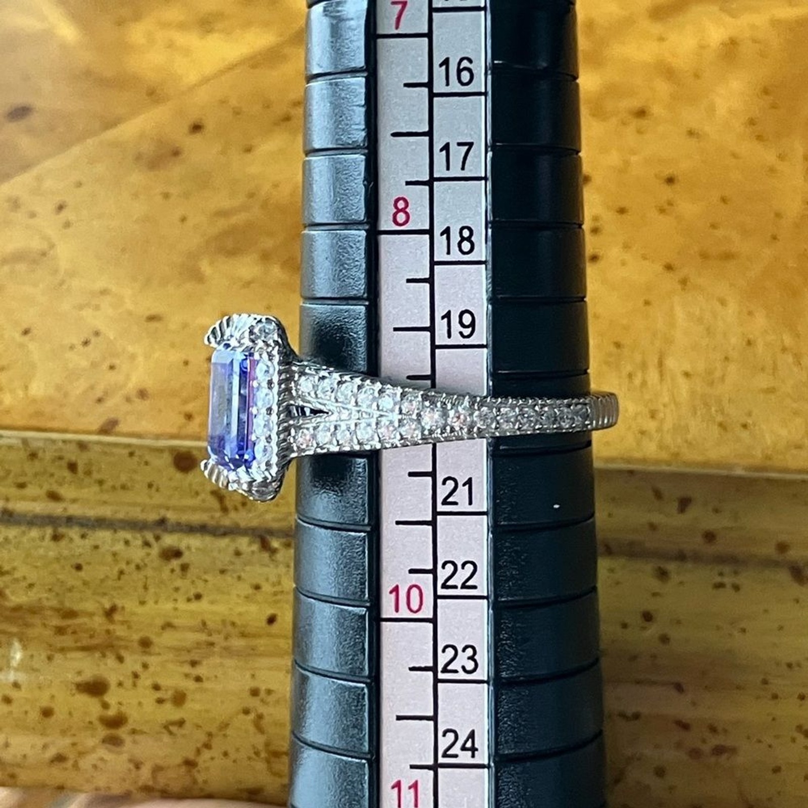 Judith Ripka Simulated Tanzanite White Diamond Sterling Silver Ring Size 9