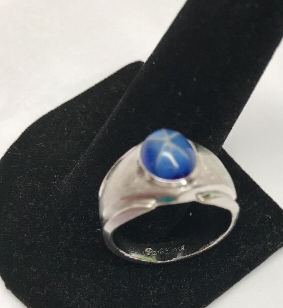 Park Lane Special VAULT RING Simulated STAR SAPPHIRE in Rhodium Silver – SZ 8