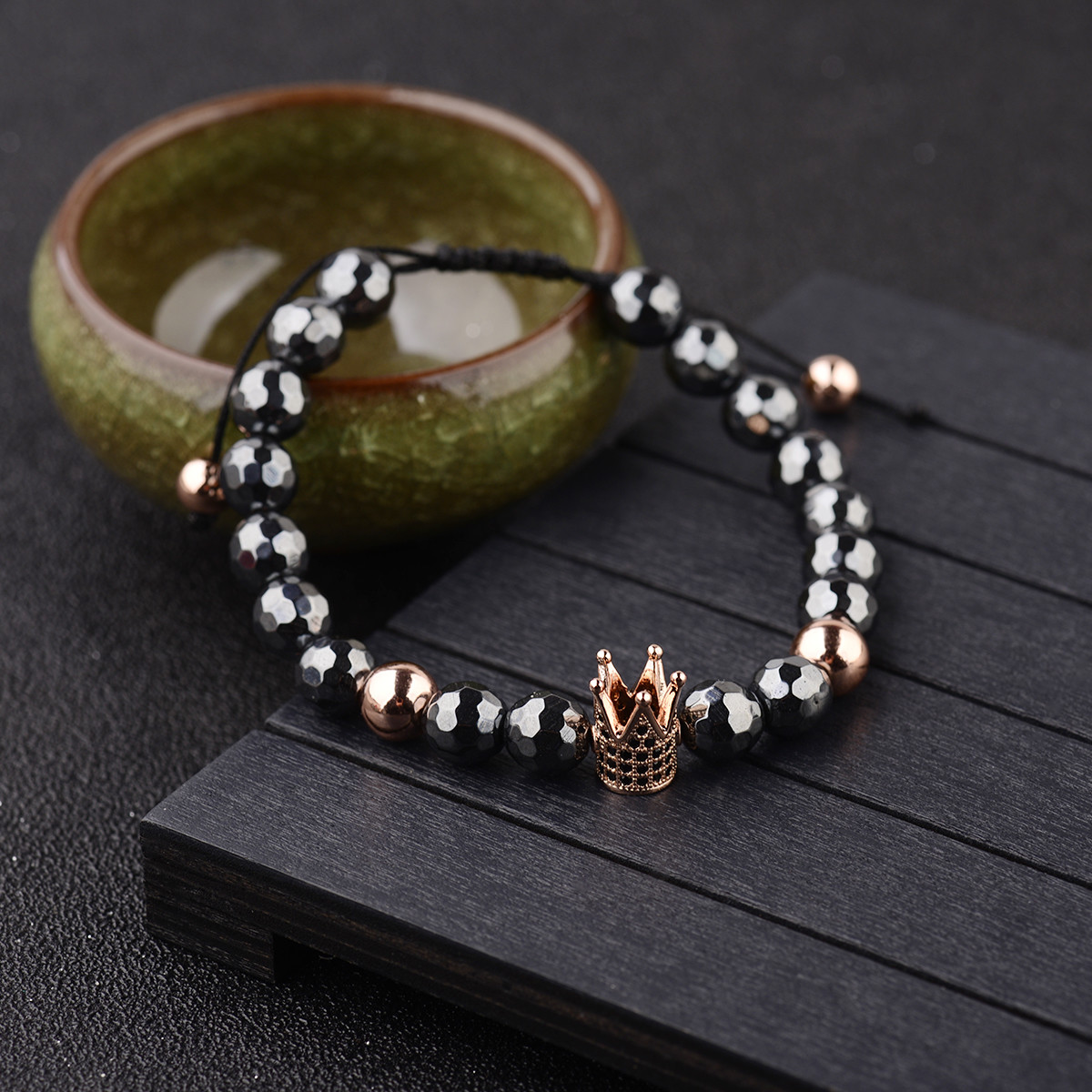 CZ King Crown Natural Stone Women Men’s Adjustable Bracelets Charm Jewelry Gift