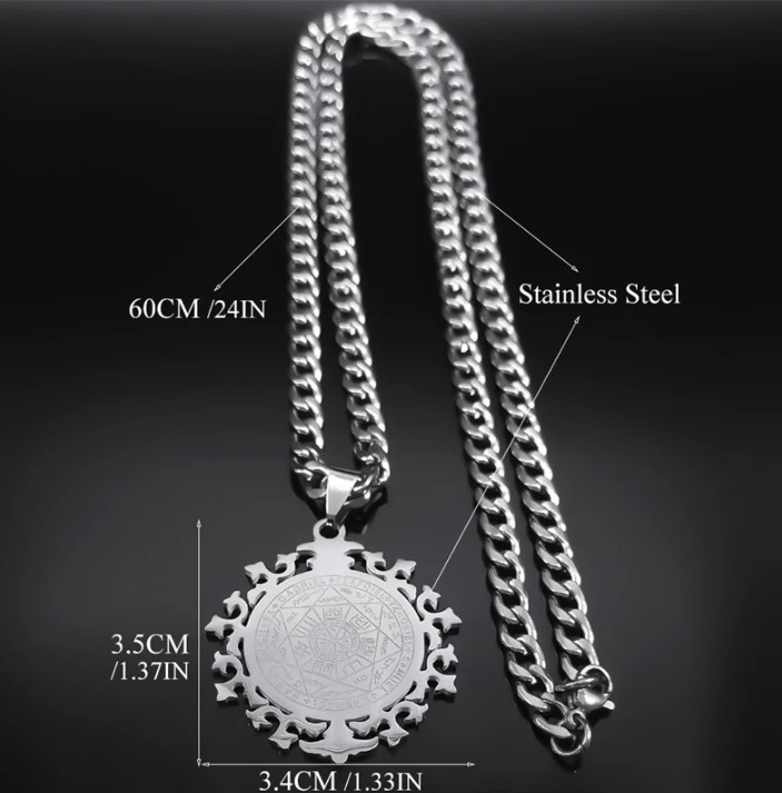 Seals of the Seven Archangels Necklace Stainless Steel Pendant Christian Saints