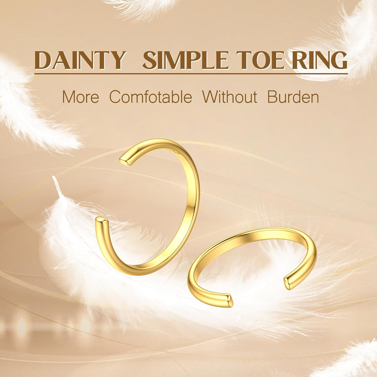 14K Gold Plated Toe Rings Adjustable Open Toe Rings Cubic Zirconia Band Toe Ring